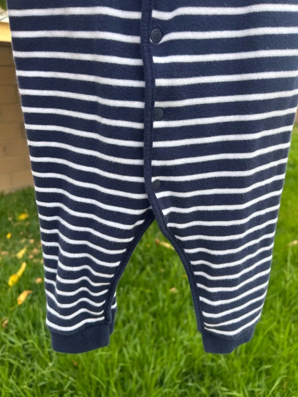 Ralph Lauren Navy & White Striped Footie One-Piece